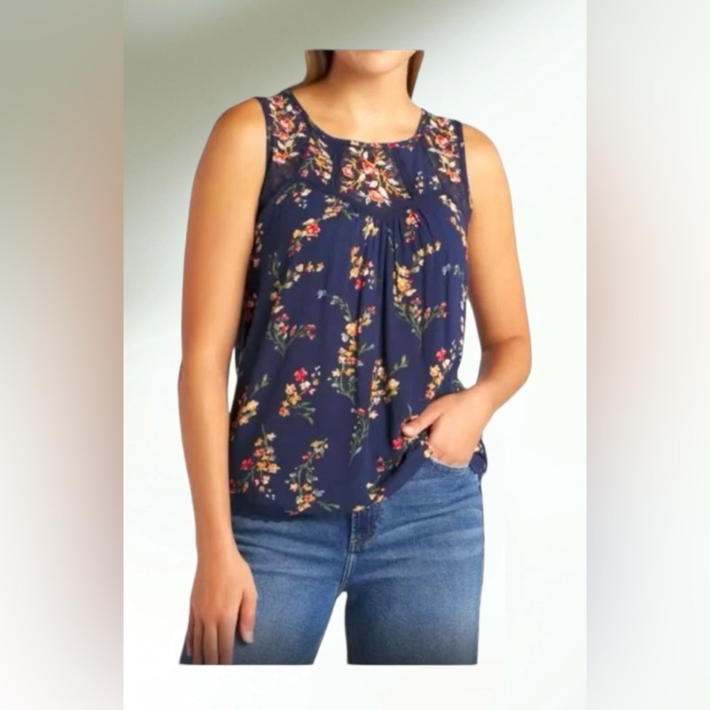 Mason & Belle Blue Floral Sleeveless Blouse Medium